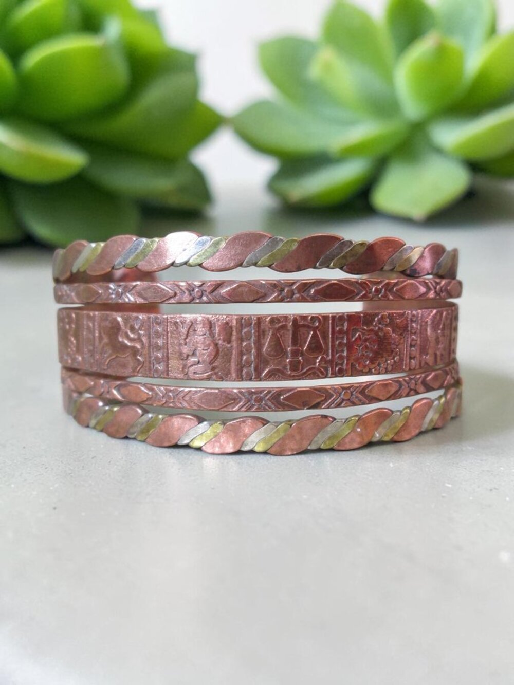 Mixed Metal Zodiac Cuff, Copper and Brass - Picture 4 of 7